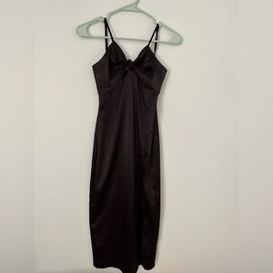 Black Midi Bodycon Satin Dress